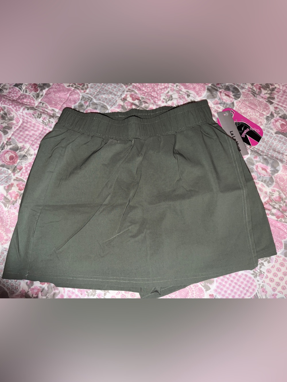 Women’s Olive Green Elastic-Waist Skorts Shorts